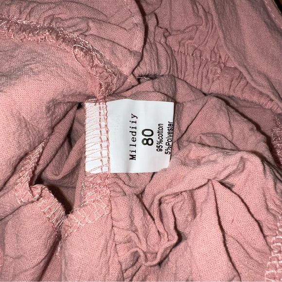 &Dusty rose pink romper ruffle sleeve adjustable straps open back - Picture 5 of 7